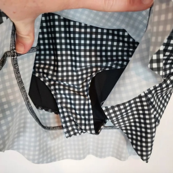 Albion Fit Black and White Gingham Bikini Set Top and Skirt Size Medium - Picture 4 of 6